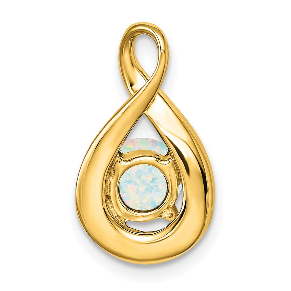 14k Created Opal and Diamond Pendant (2.15 grams)