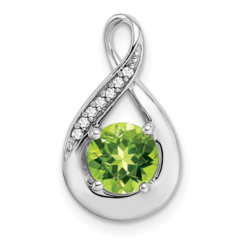 14k White Gold Peridot and Diamond Pendant (2.15 grams)