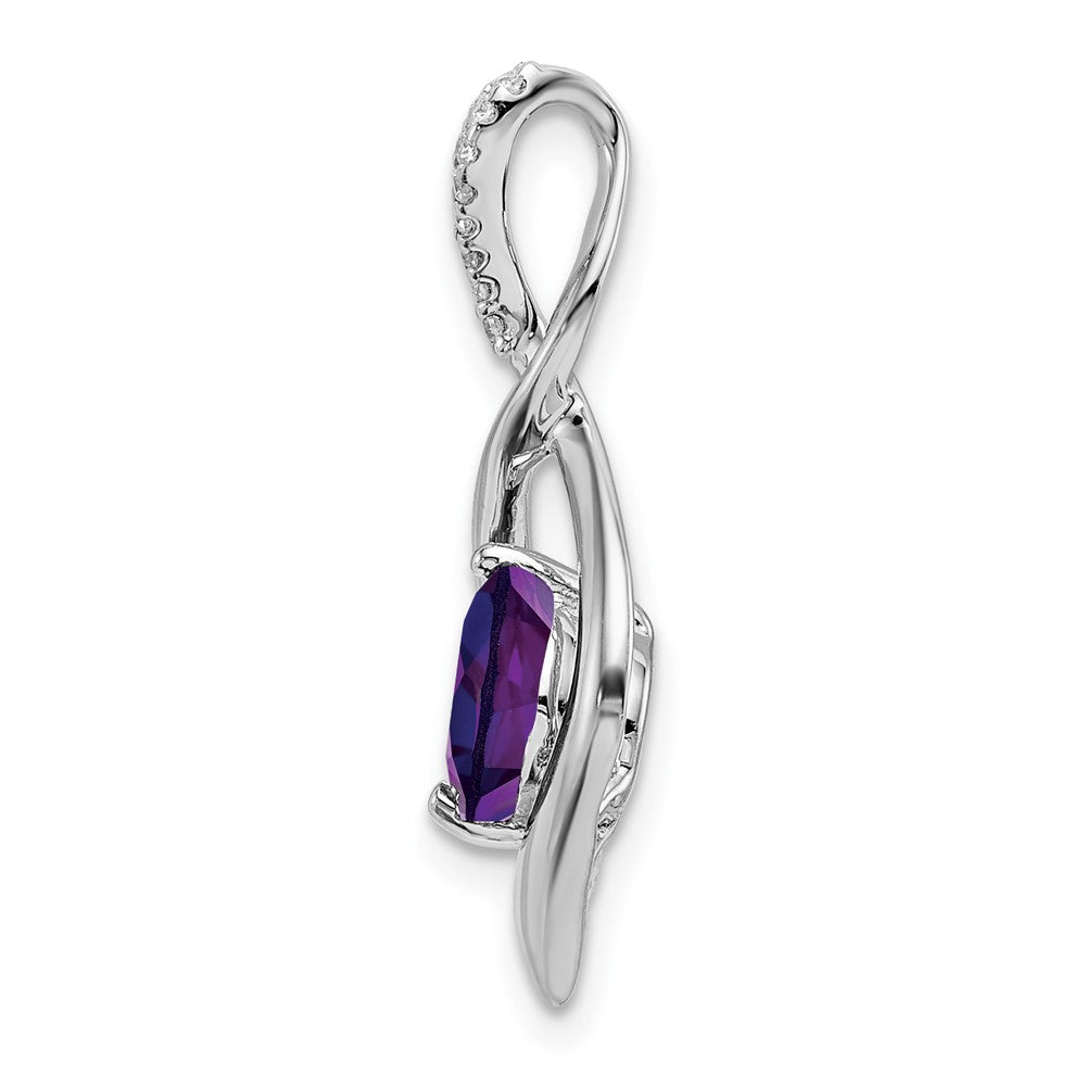 14k White Gold Amethyst and Diamond Pendant (1.4 grams)