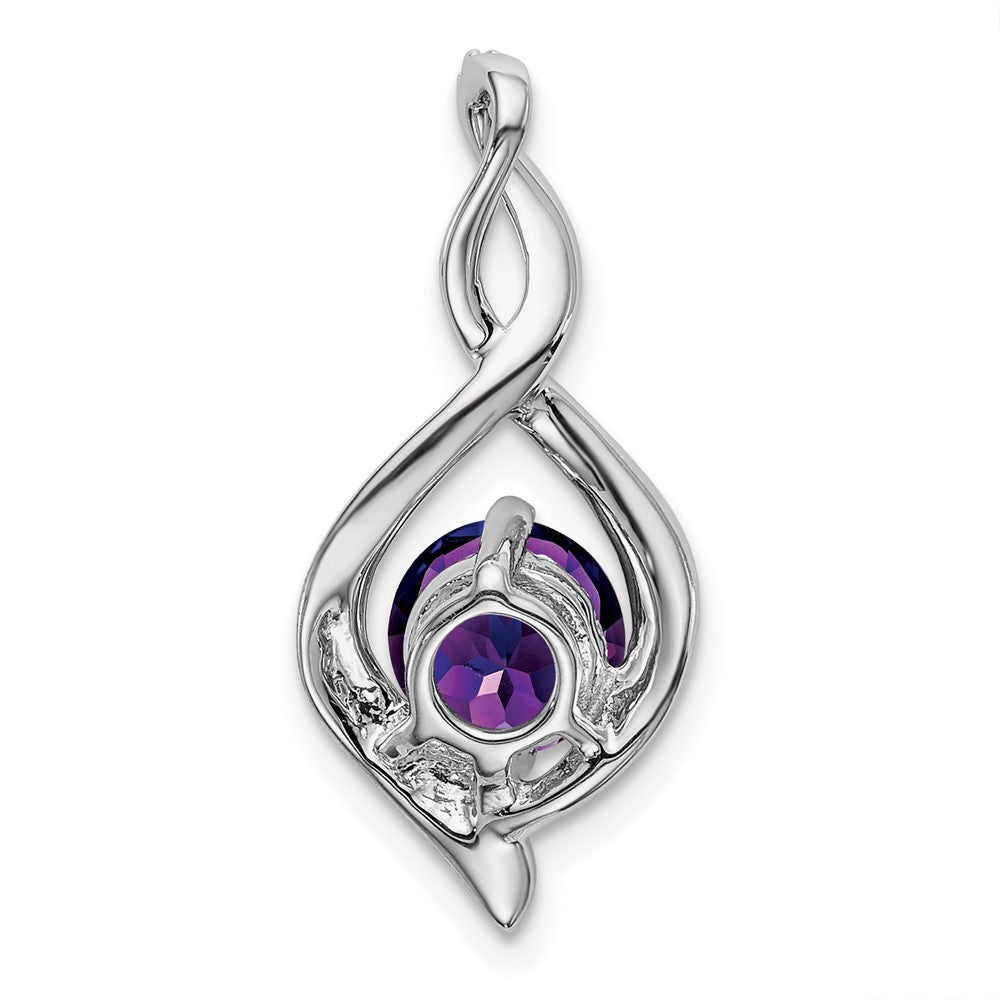 14k White Gold Amethyst and Diamond Pendant (1.4 grams)