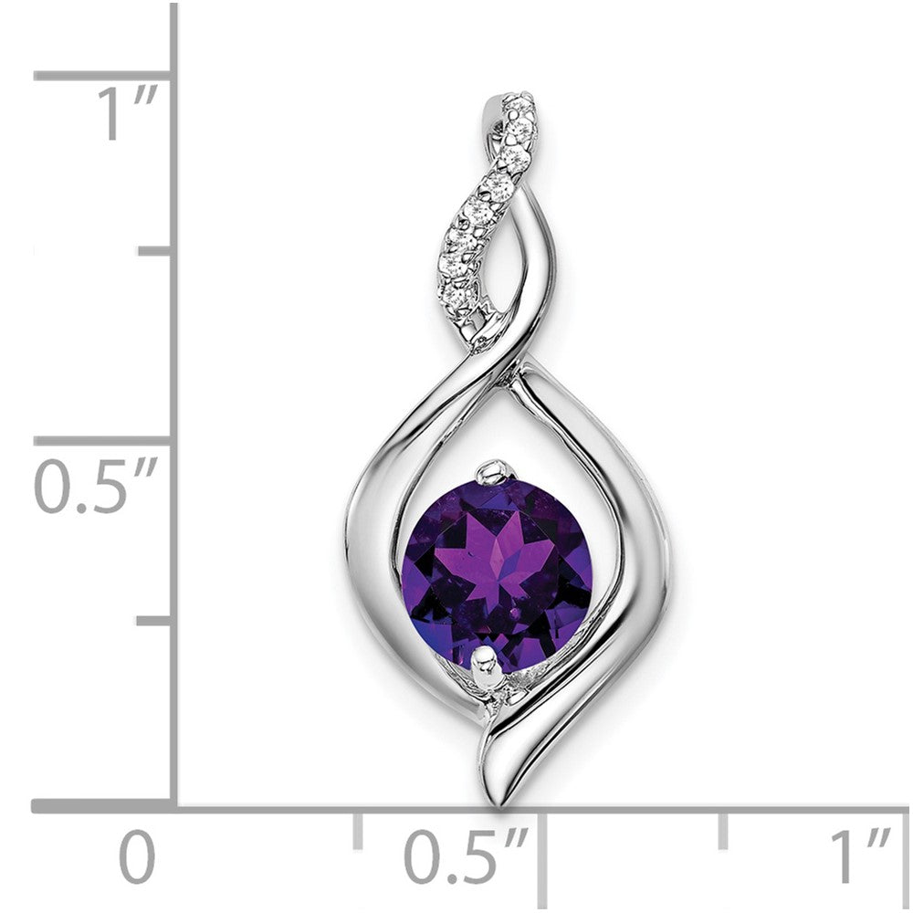 14k White Gold Amethyst and Diamond Pendant (1.4 grams)