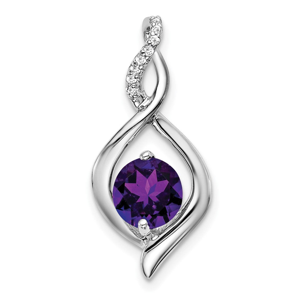 14k White Gold Amethyst and Diamond Pendant (1.4 grams)