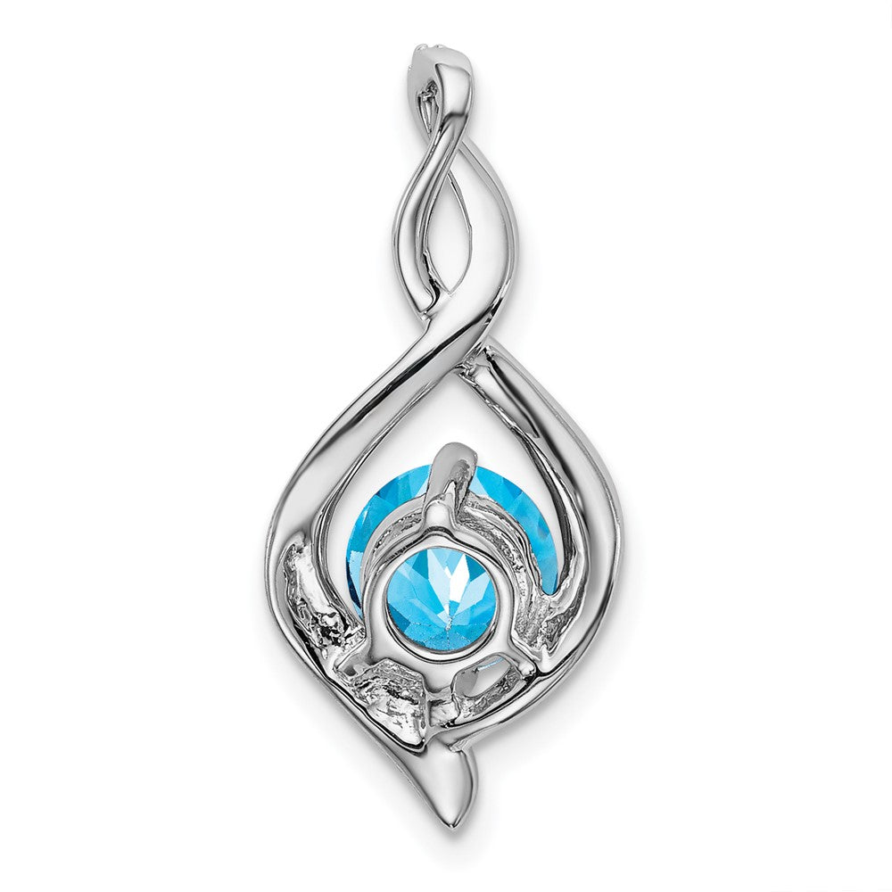 14k White Gold Blue Topaz and Diamond Pendant (1.4 grams)