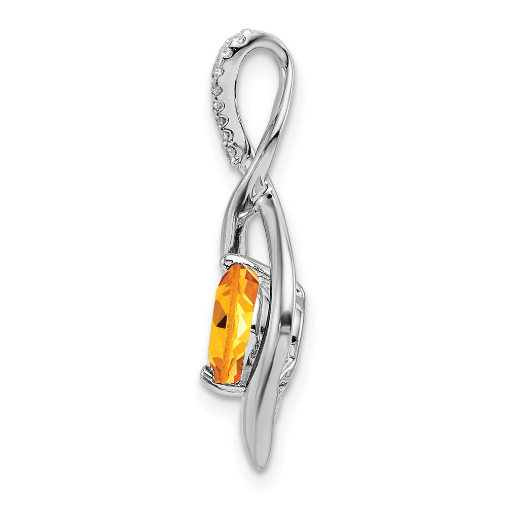 14k White Gold Citrine and Diamond Pendant (1.4 grams)