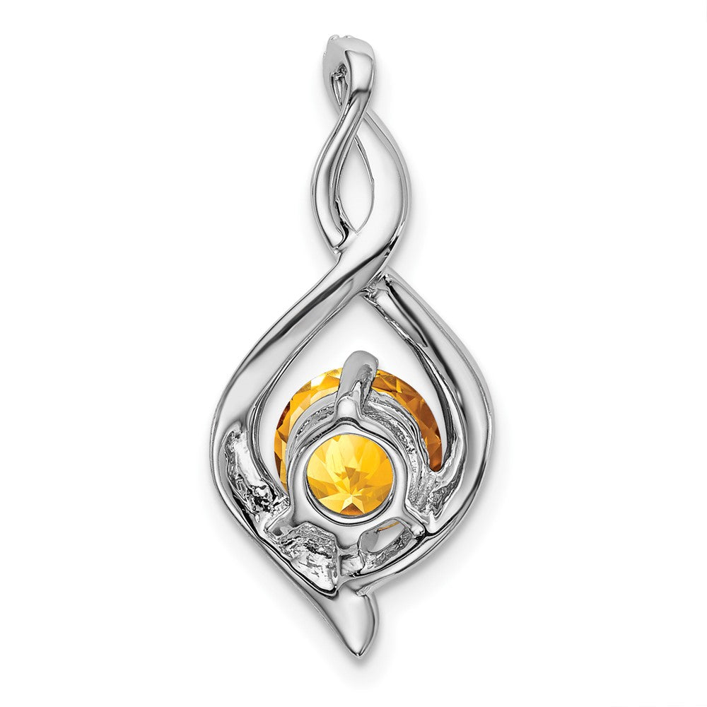 14k White Gold Citrine and Diamond Pendant (1.4 grams)