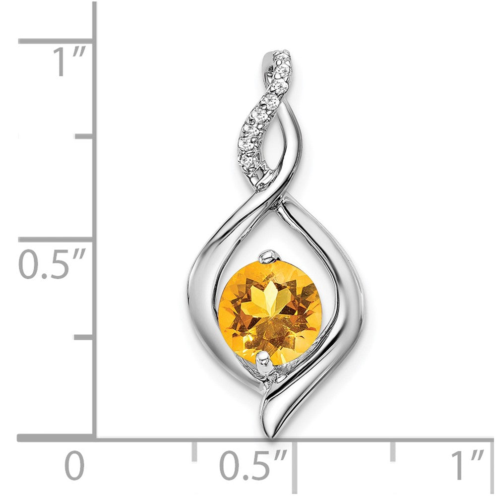 14k White Gold Citrine and Diamond Pendant (1.4 grams)