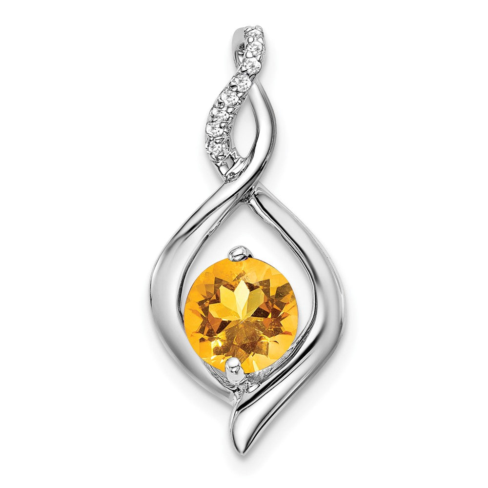 14k White Gold Citrine and Diamond Pendant (1.4 grams)