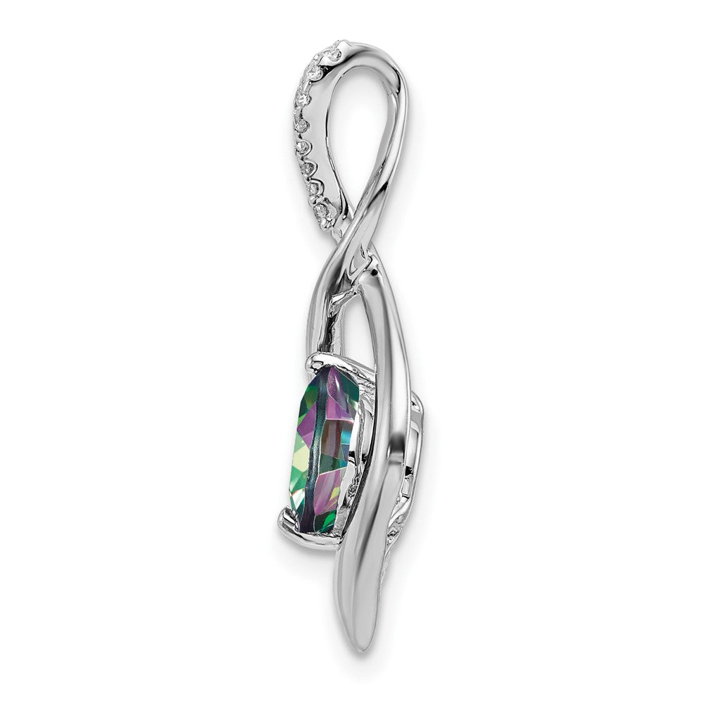 14k White Gold Mystic Fire Topaz and Diamond Pendant (1.4 grams)