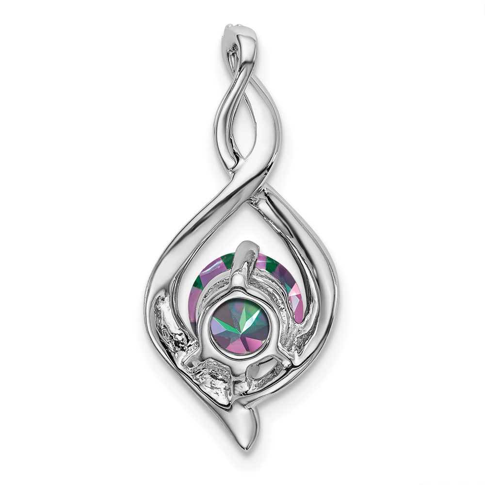 14k White Gold Mystic Fire Topaz and Diamond Pendant (1.4 grams)