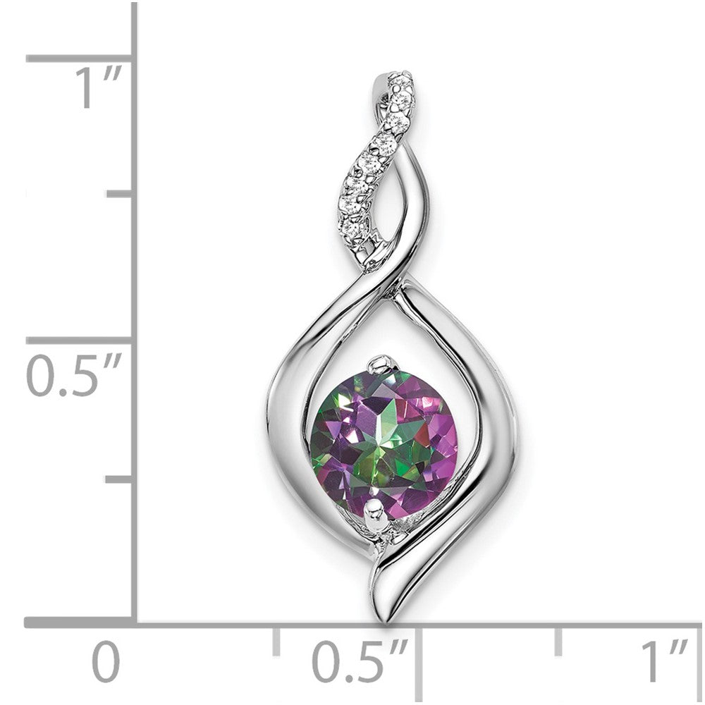 14k White Gold Mystic Fire Topaz and Diamond Pendant (1.4 grams)
