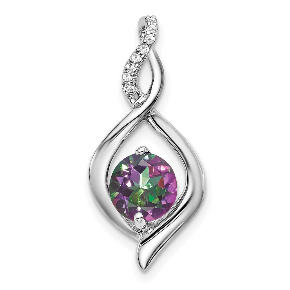 14k White Gold Mystic Fire Topaz and Diamond Pendant (1.4 grams)