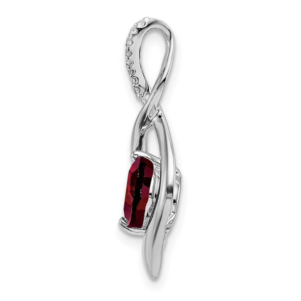 14k White Gold Garnet and Diamond Pendant (1.4 grams)