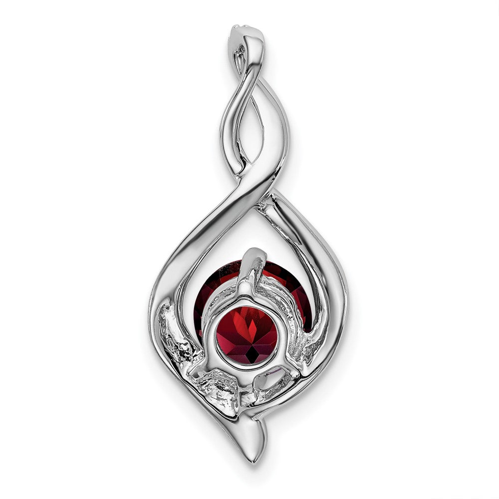 14k White Gold Garnet and Diamond Pendant (1.4 grams)