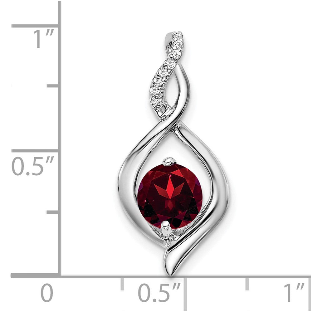 14k White Gold Garnet and Diamond Pendant (1.4 grams)
