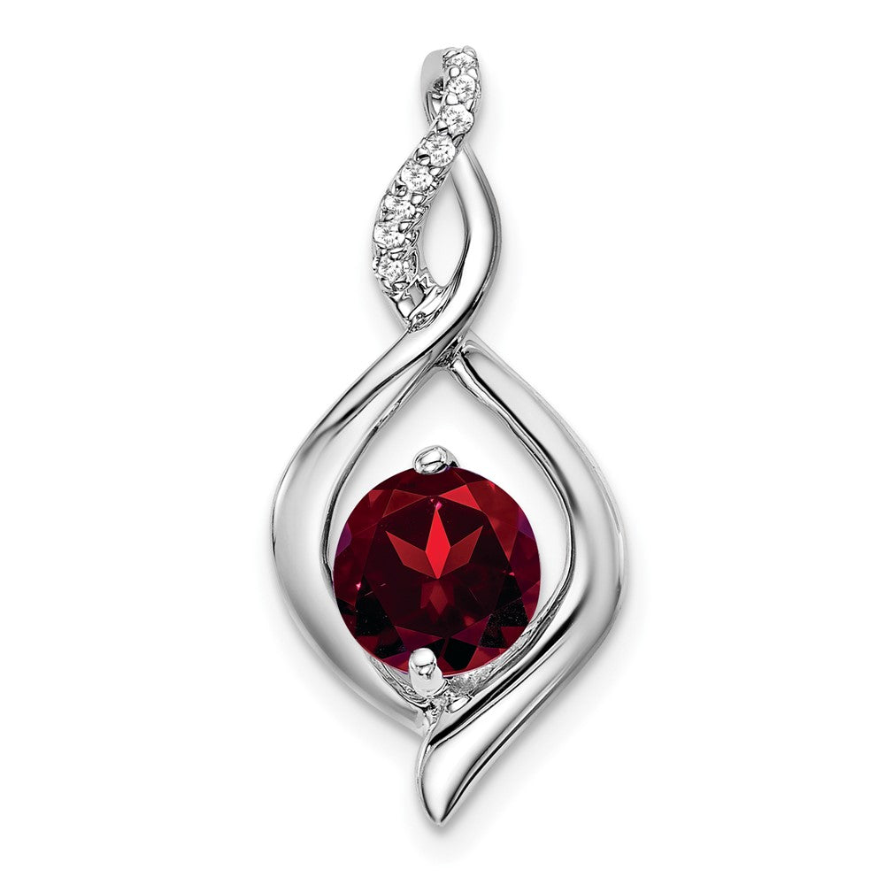 14k White Gold Garnet and Diamond Pendant (1.4 grams)