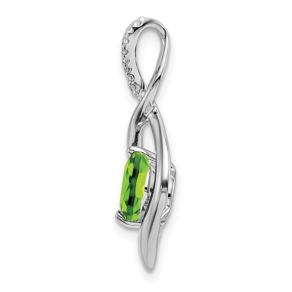 14k White Gold Peridot and Diamond Pendant (1.4 grams)