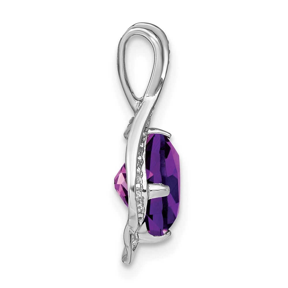 14k White Gold Amethyst and Diamond Pendant (1.3 grams)