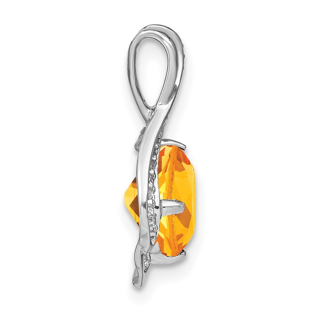 14k White Gold Citrine and Diamond Pendant (1.3 grams)