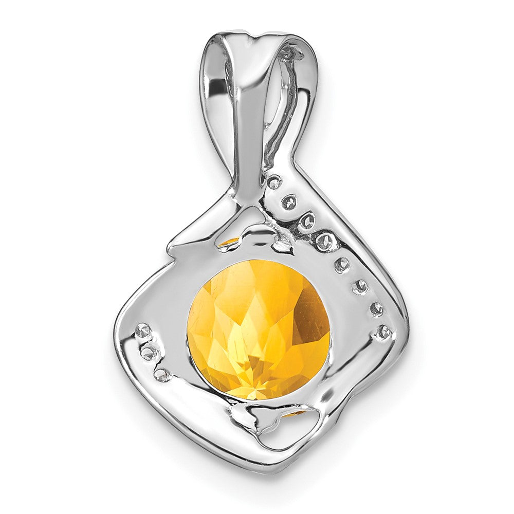 14k White Gold Citrine and Diamond Pendant (1.3 grams)