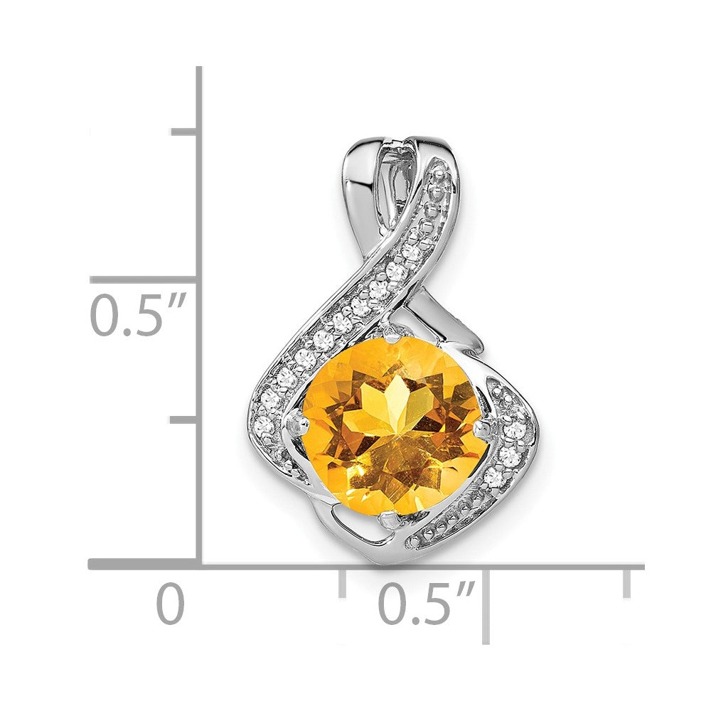 14k White Gold Citrine and Diamond Pendant (1.3 grams)