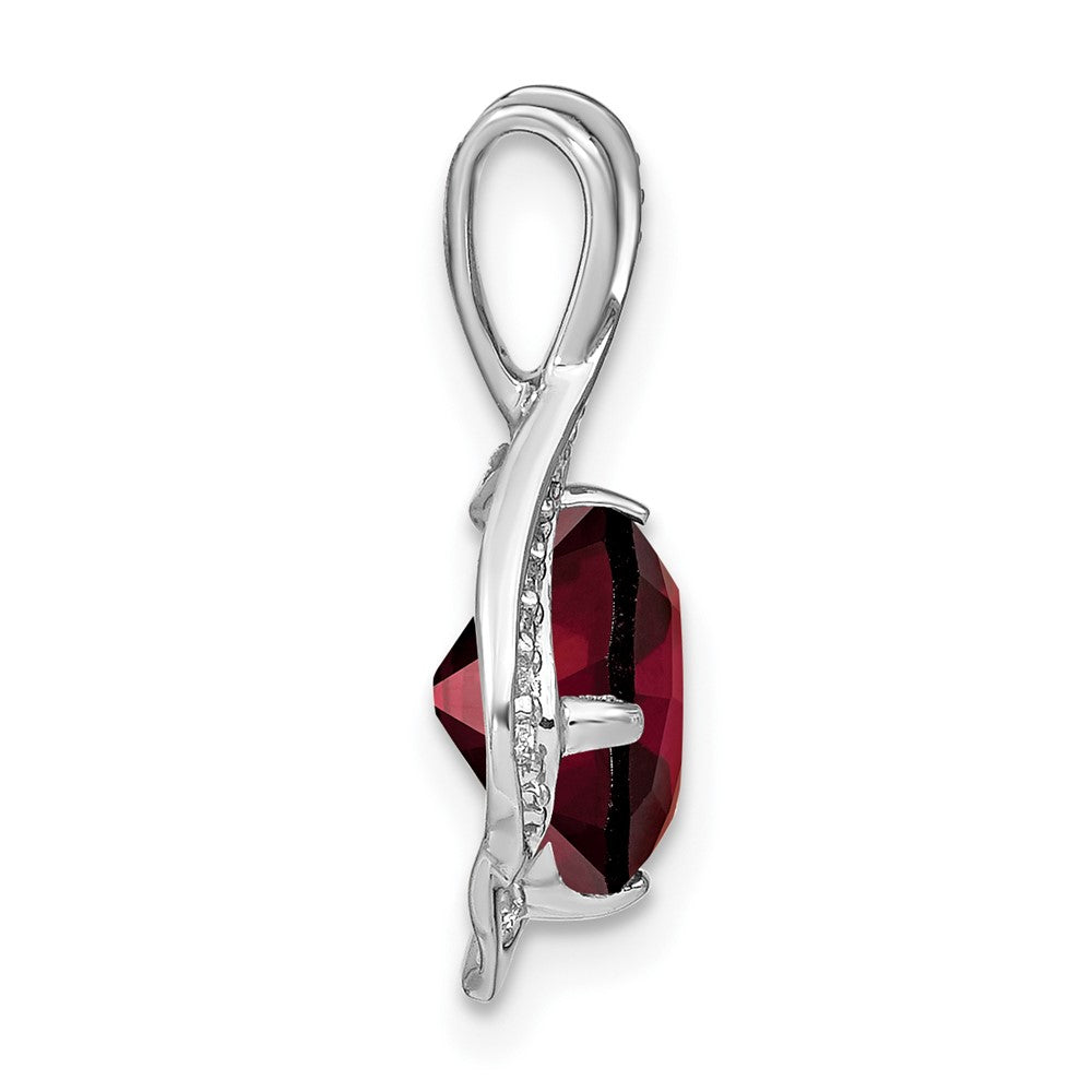 14k White Gold Garnet and Diamond Pendant (1.3 grams)