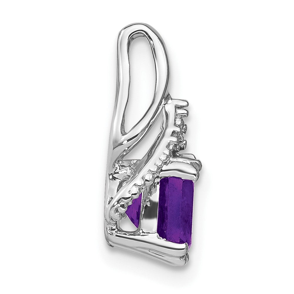 14k White Gold Cushion Amethyst and Diamond Pendant (1.45 grams)