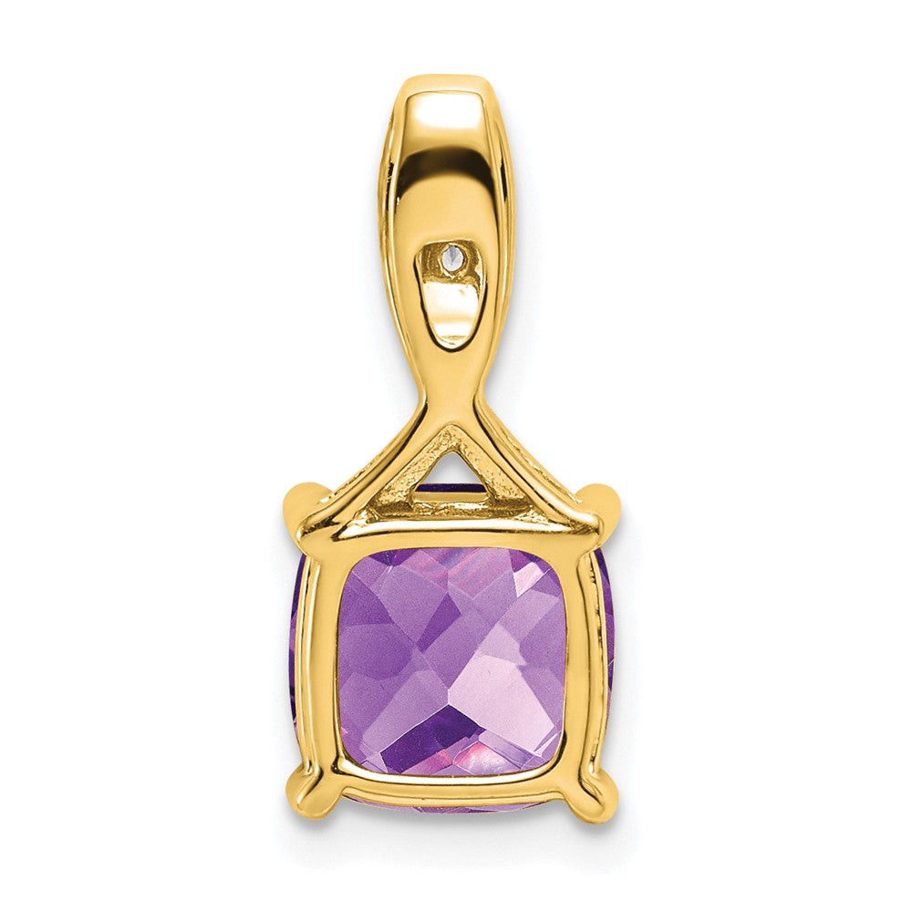 14k Cushion Amethyst and Diamond Pendant (1.15 grams)