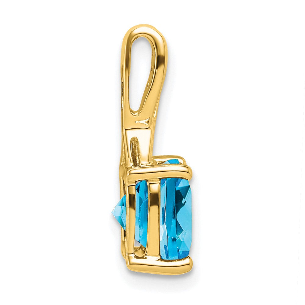 14k Cushion Blue Topaz and Diamond Pendant (1.15 grams)