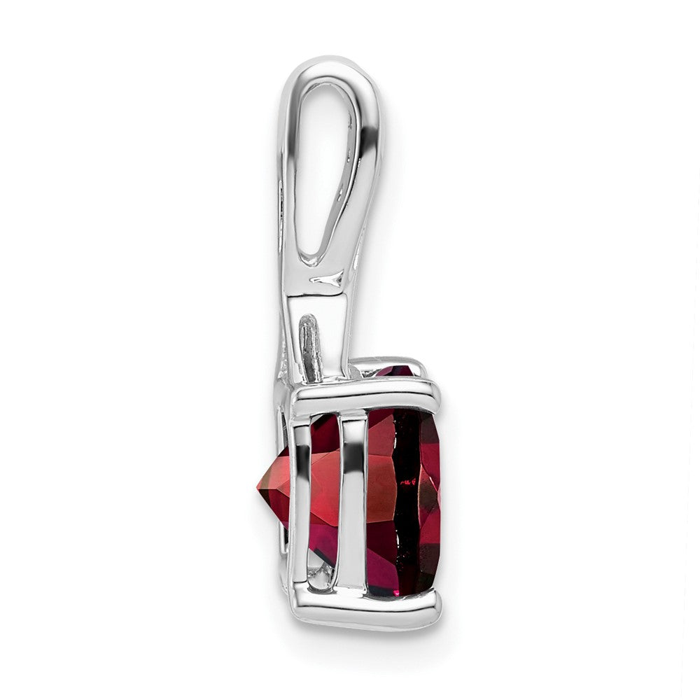 14k White Gold Cushion Garnet and Diamond Pendant (1.15 grams)