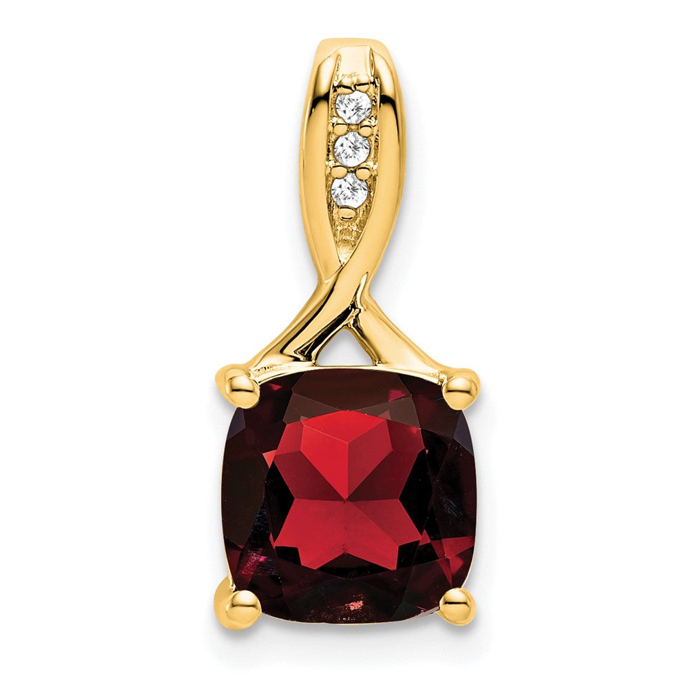 14k Cushion Garnet and Diamond Pendant (1.15 grams)