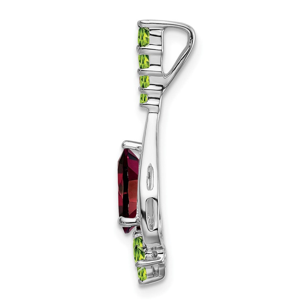 14k White Gold Pear Garnet and Peridot Pendant (1.5 grams)