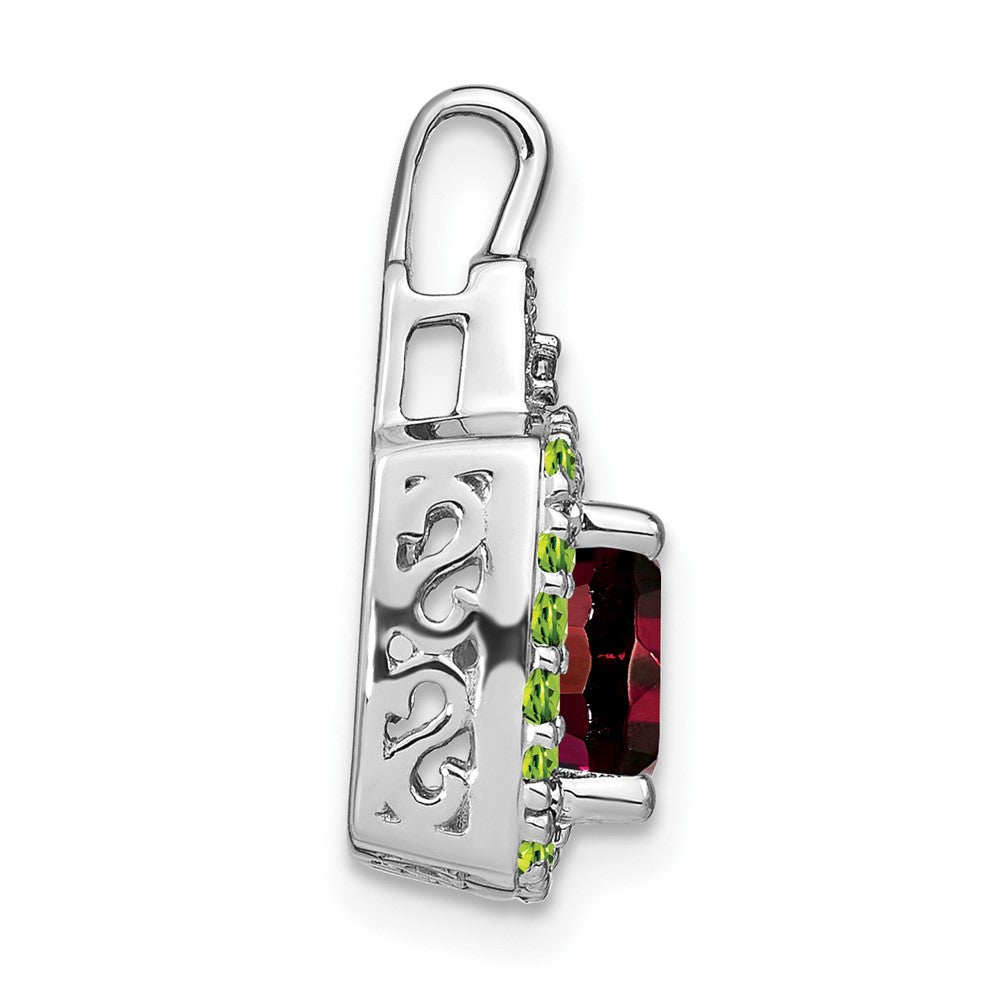 14k White Gold Garnet/Peridot/Diamond Pendant (2.35 grams)