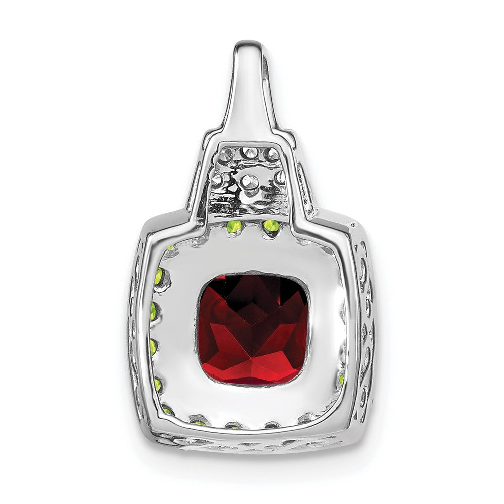 14k White Gold Garnet/Peridot/Diamond Pendant (2.35 grams)