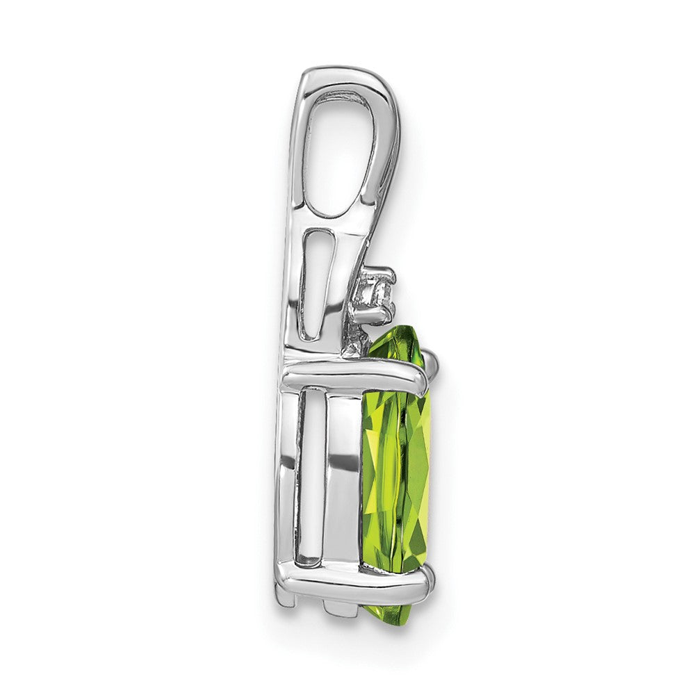 14k White Gold Oval Peridot and Diamond Pendant (0.95 grams)