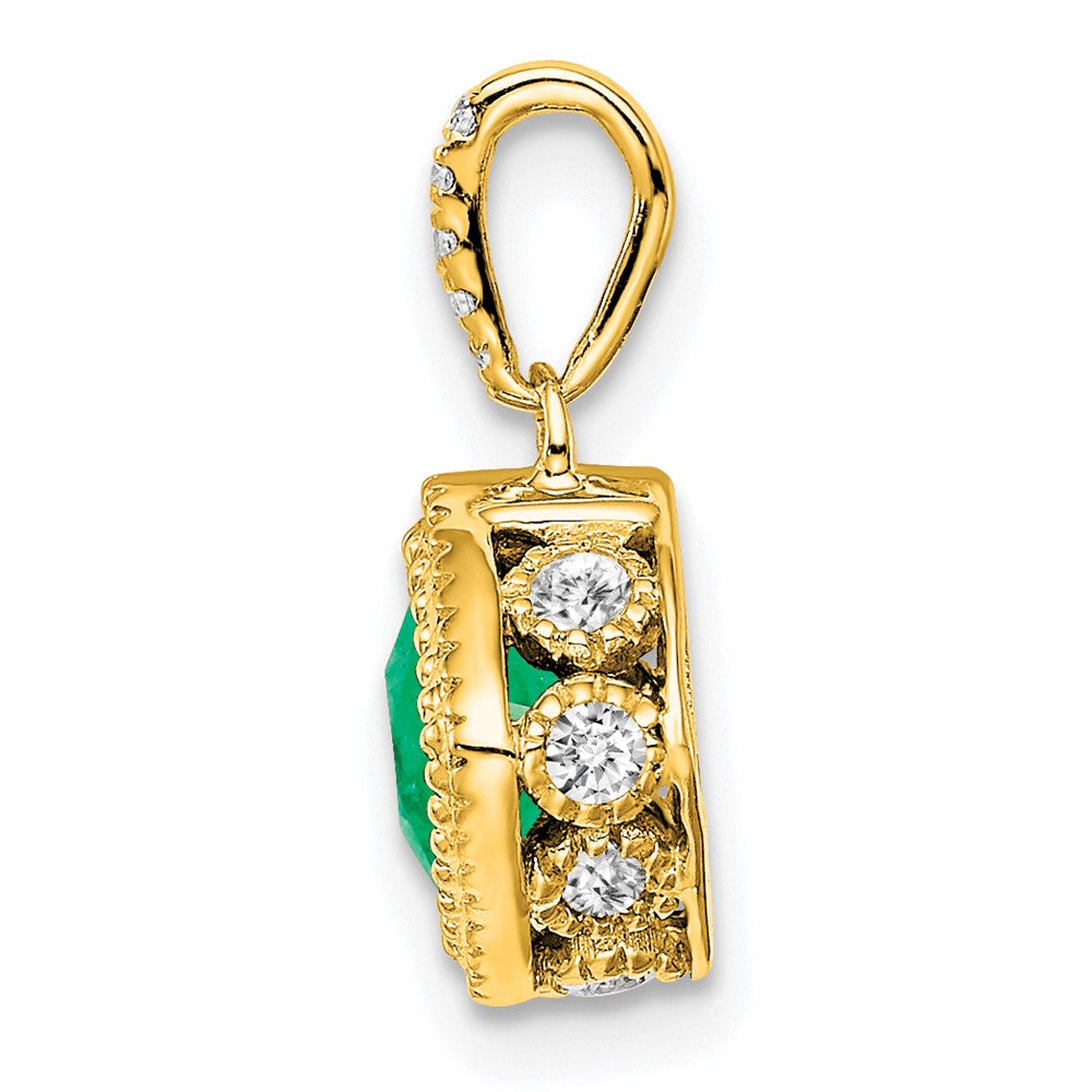 14k Cushion Emerald and Diamond Pendant (1.1 grams)