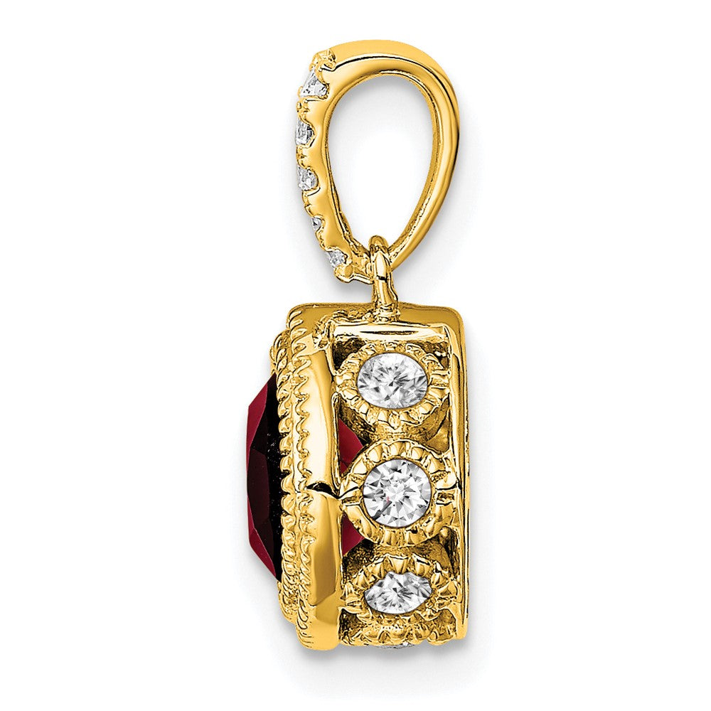 14k Cushion Garnet and Diamond Pendant (1.35 grams)
