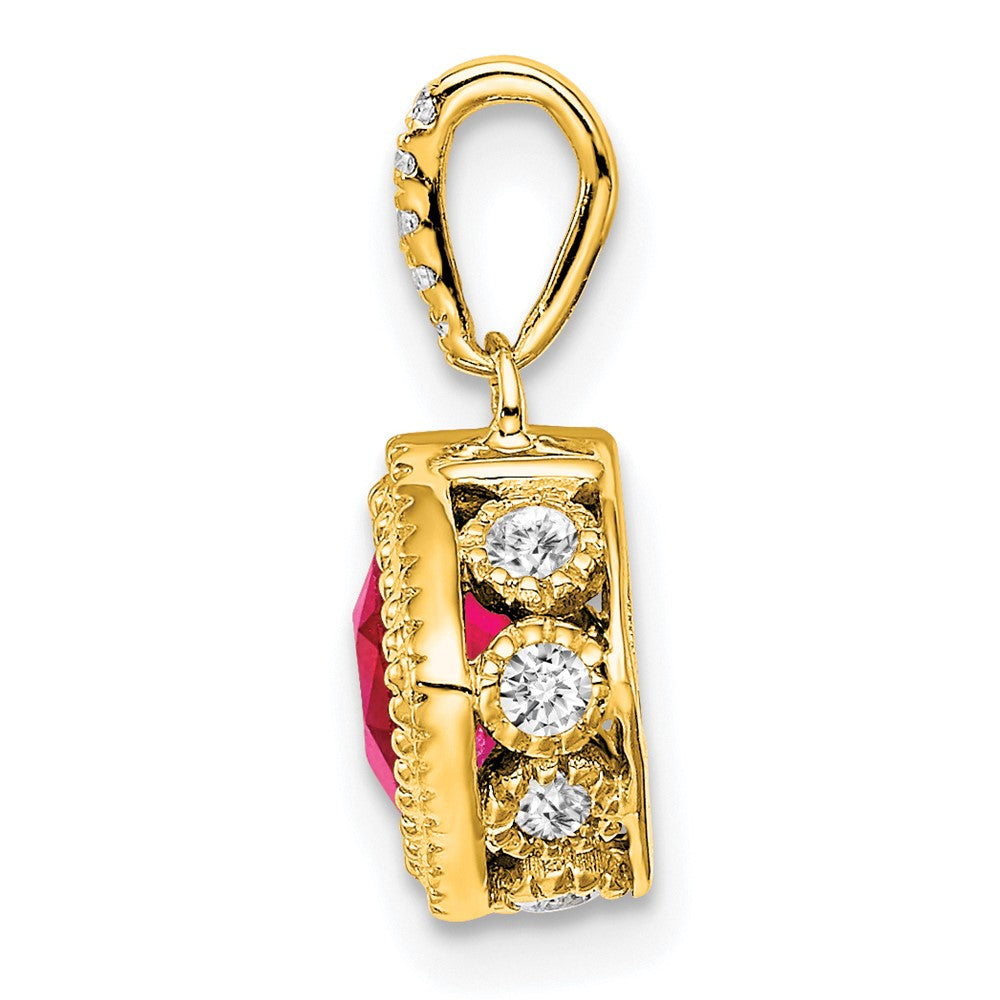 14k Cushion Ruby and Diamond Pendant (1.1 grams)
