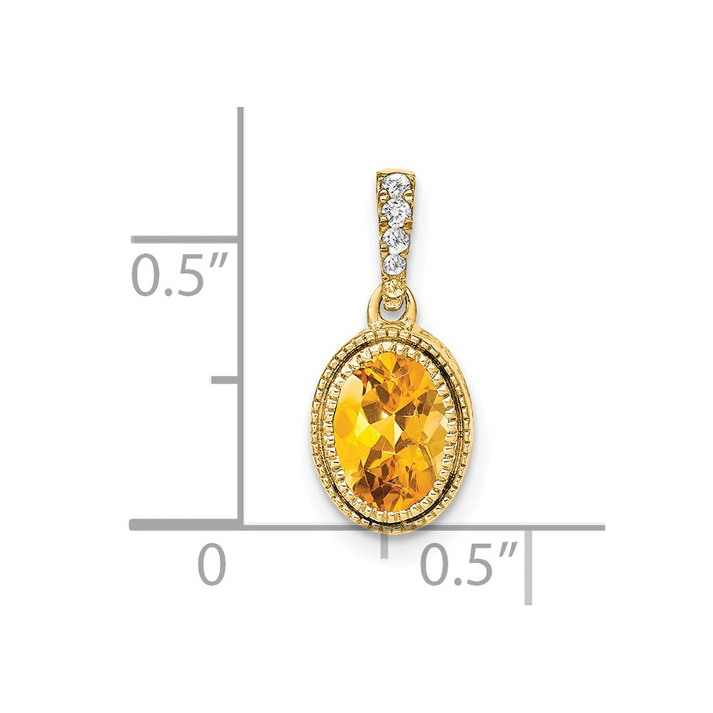 14k Oval Citrine and Diamond Pendant (1.2 grams)