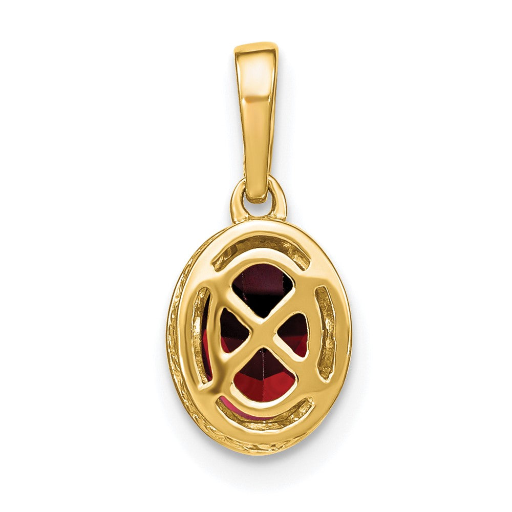 14k Oval Garnet and Diamond Pendant (1.2 grams)