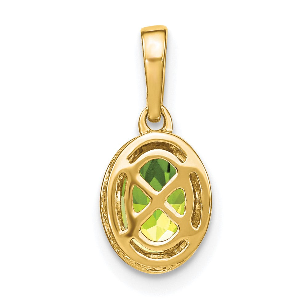 14k Oval Peridot and Diamond Pendant (1.2 grams)