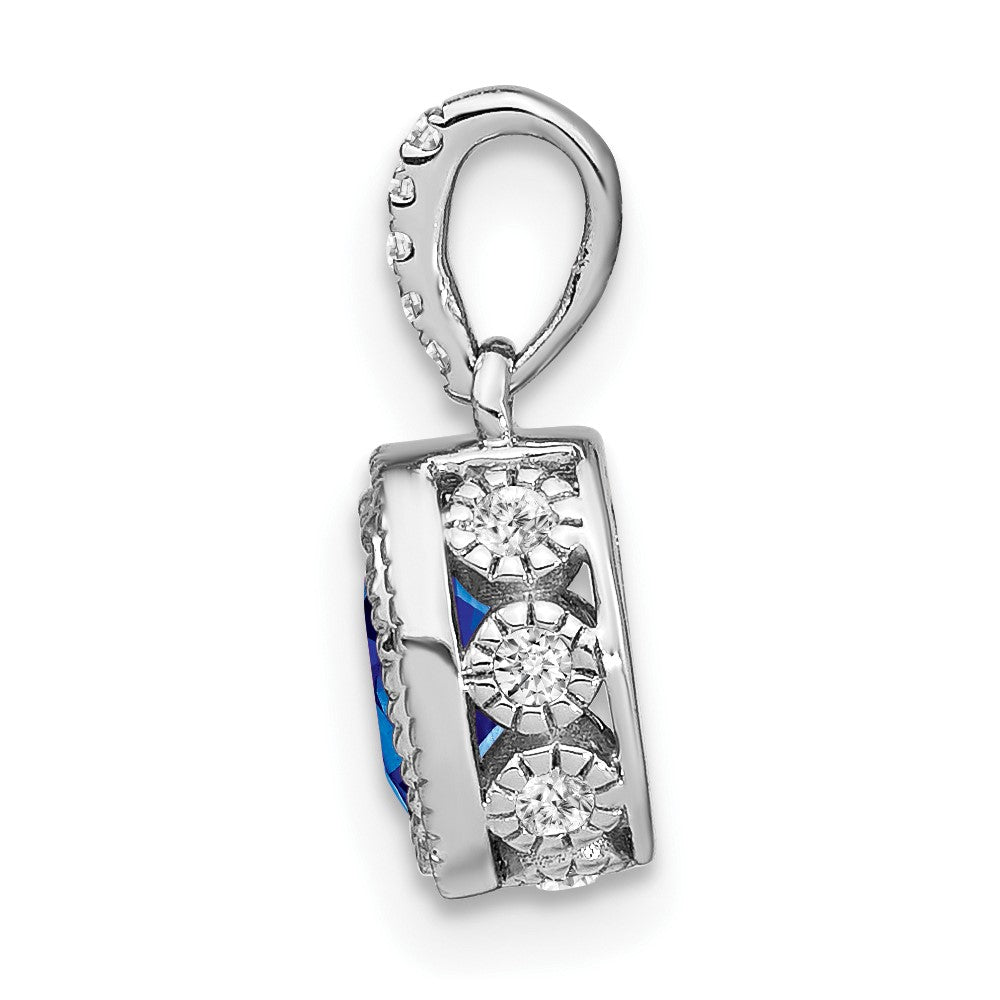 14k White Gold Oval Sapphire and Diamond Pendant (1.15 grams)