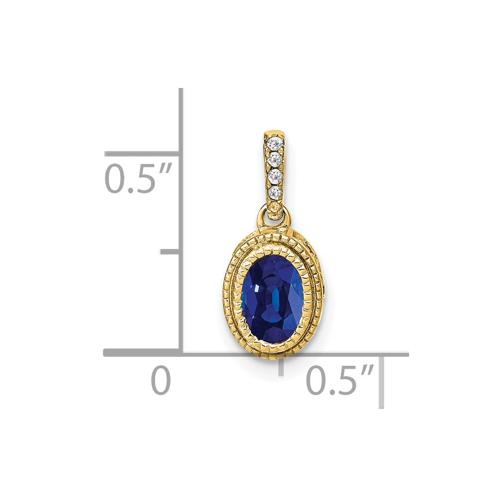 14k Oval Sapphire and Diamond Pendant (1.15 grams)