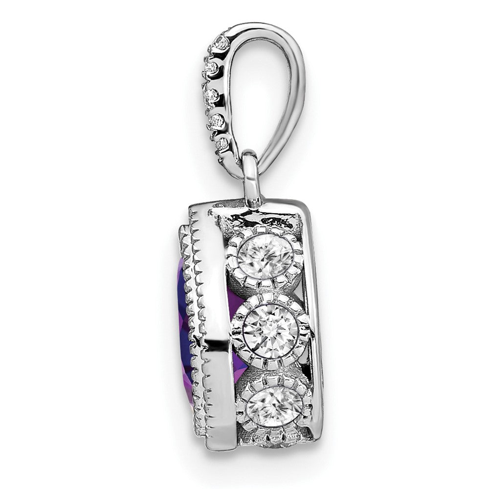 14k White Gold Pear Amethyst and Diamond Pendant (1.25 grams)