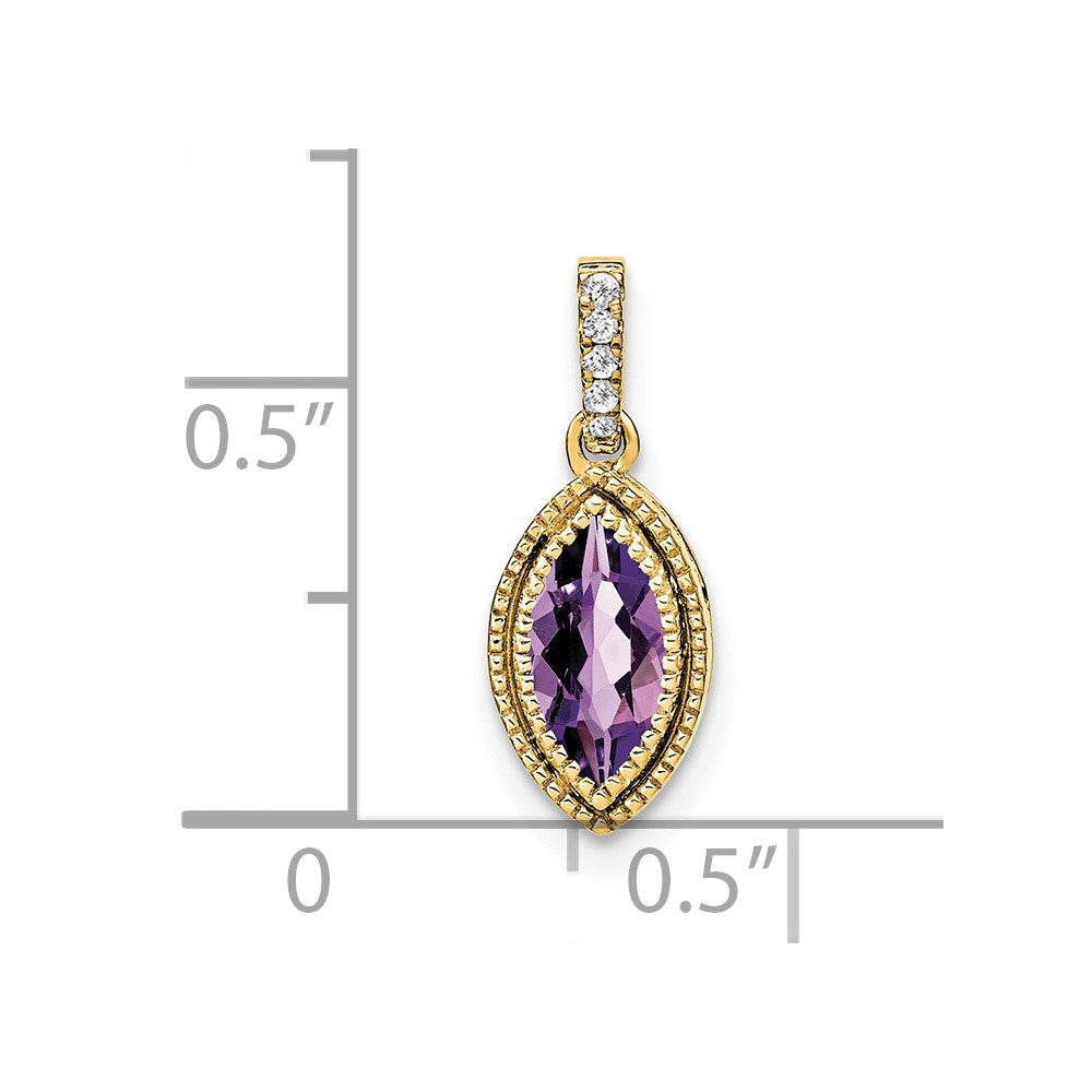 14k Marquise Amethyst and Diamond Pendant (1.15 grams)