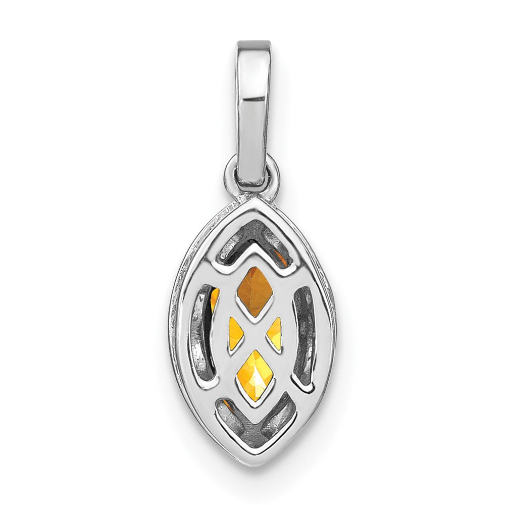 14k White Gold Marquise Citrine and Diamond Pendant (1.15 grams)
