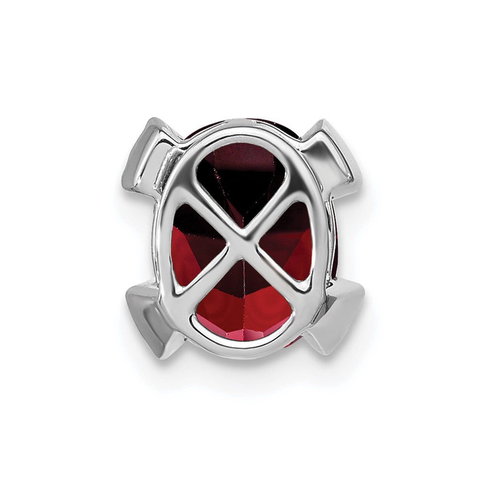 14k White Gold Oval Garnet and Diamond Chain Slide (1 grams)
