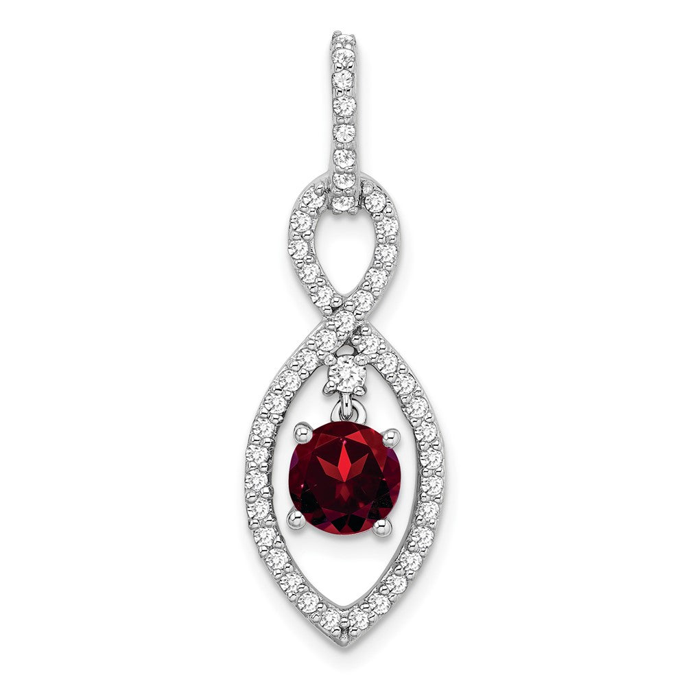 14k White Gold Garnet and Diamond Pendant (2 grams)
