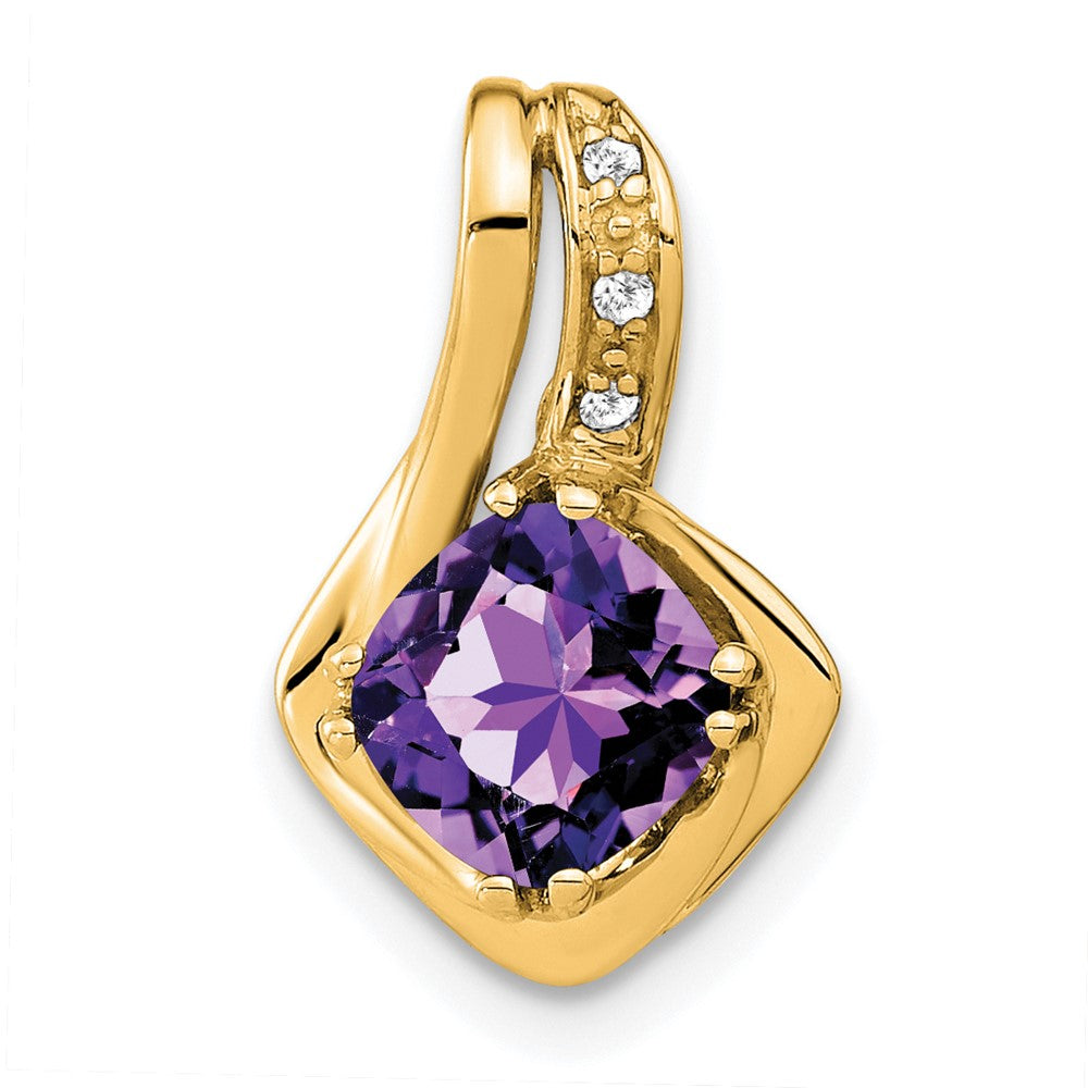 14k Amethyst and Diamond Chain Slide Pendant (1.25 grams)