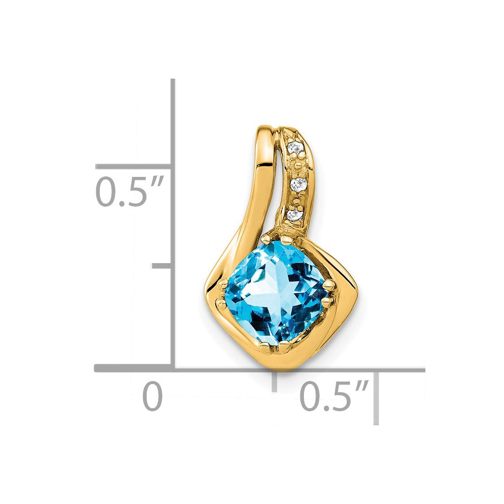 14k Blue Topaz and Diamond Chain Slide Pendant (1.25 grams)