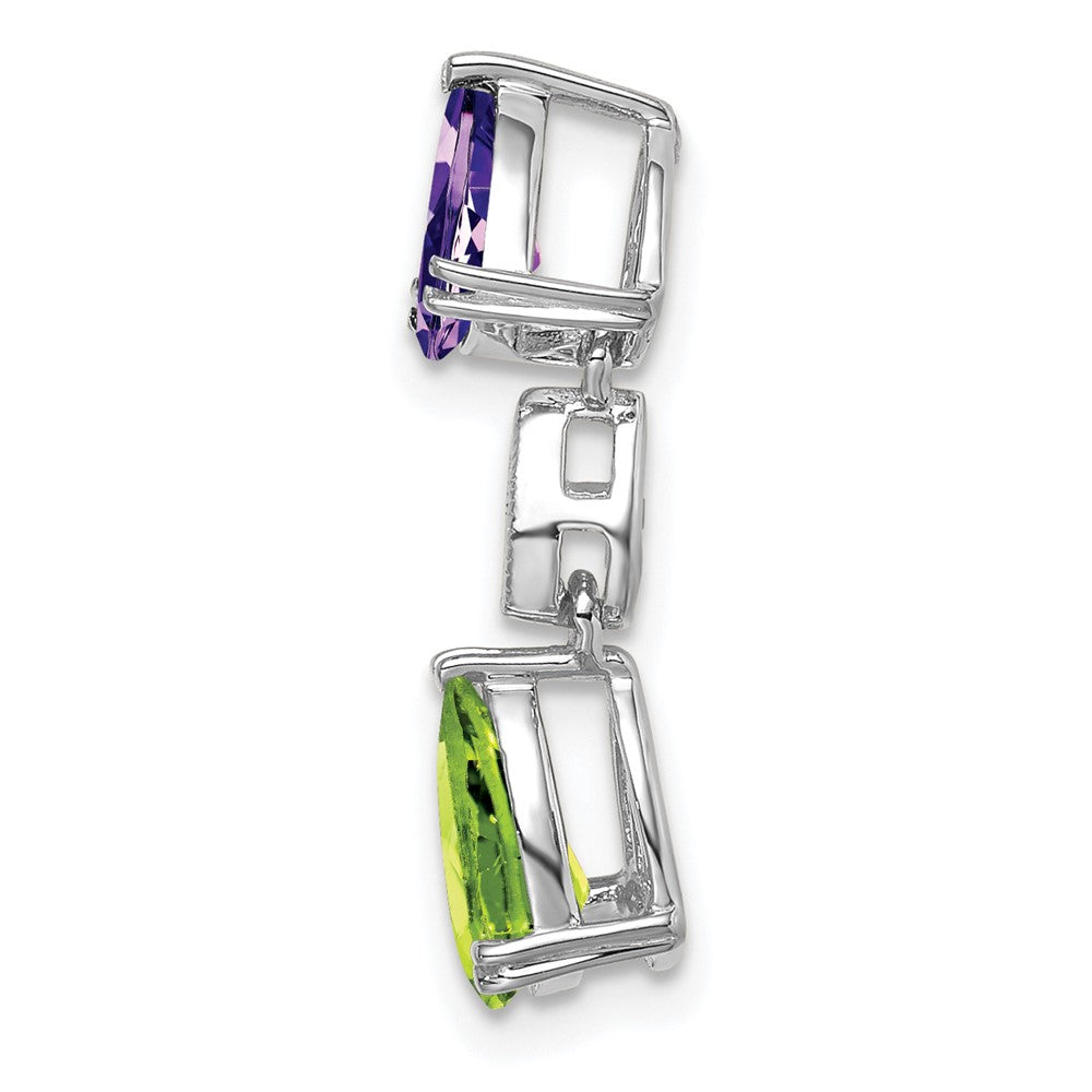 14k White Gold Amethyst/Peridot/Diamond Chain Slide (0.9 grams)
